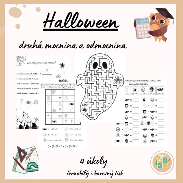 Halloween - druhá mocnina a odmocnina