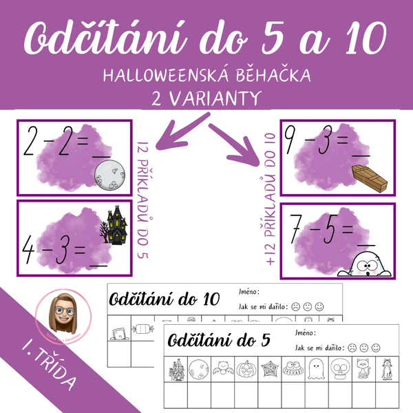 Halloweenské odčítání do 5 a10