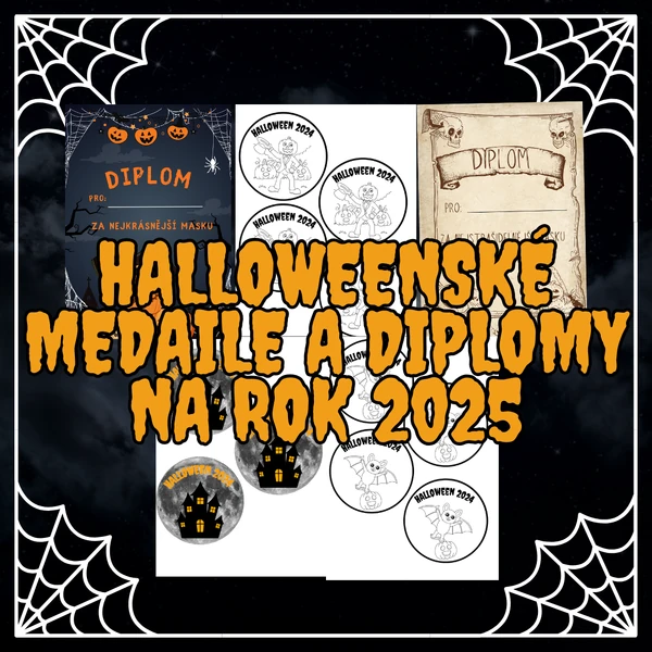 Halloweenské diplomy a medaile 2025