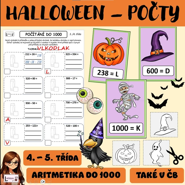 HALLOWEEN - POHYBOVÁ HRA DO MATEMATIKY 4-5. TŘÍDA