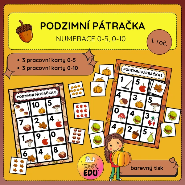 Podzimní pátračka - numerace 0-5, 0-10