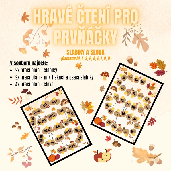 Hravé čtení pro prvňáčky-M, L, S, P, A, E, I, O, U