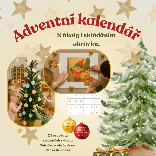 ✨ Adventní kalendář s úkoly pro děti MŠ 🎄