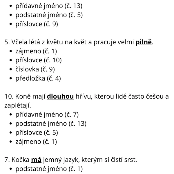 Ze světa zvířat – určování slovních druhů