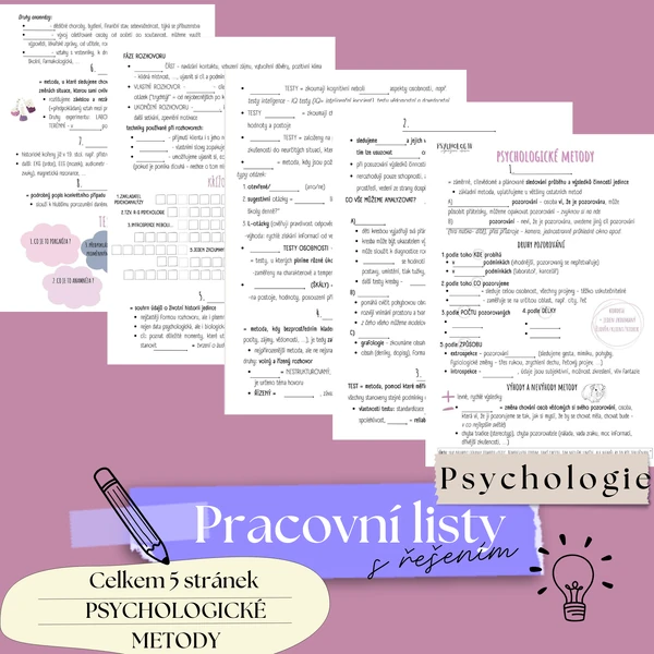 PSYCHOLOGIE - psychologické METODY, Materiál do výuky, PL/Zápis do výuky s řešením