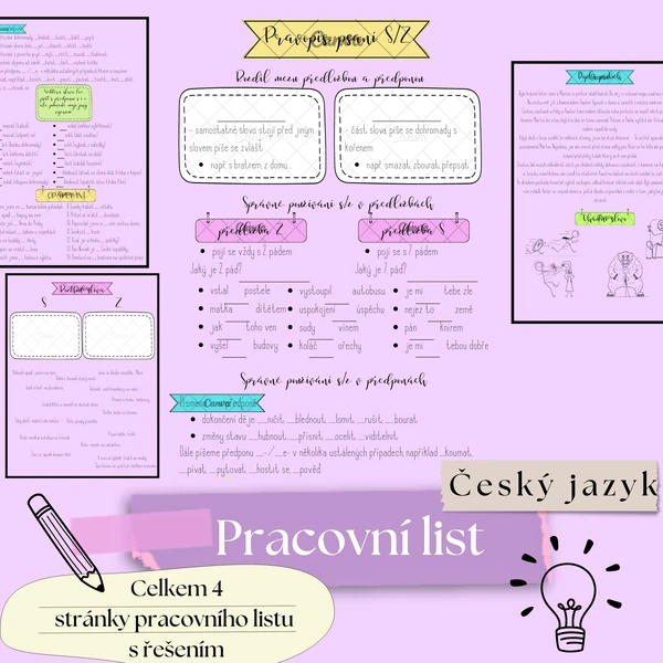 Pracovní list PRAVOPIS S/Z s řešením