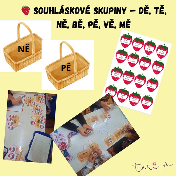 Souhláskové skupiny – dě, tě, ně, bě, pě, vě, mě