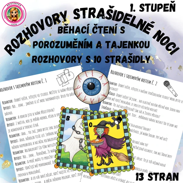 Rozhovory strašidelné noci - běhací čtení s porozuměním a tajenkou