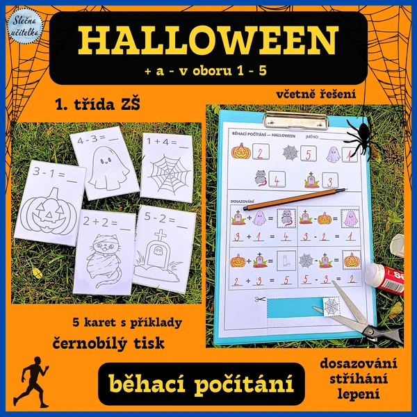 BĚHACÍ POČÍTÁNÍ - HALLOWEEN (+ a - v oboru 1 - 5) - 1. třída