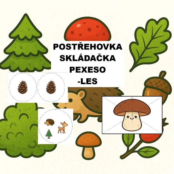 Postřehovka, skládačka, pexeso - les