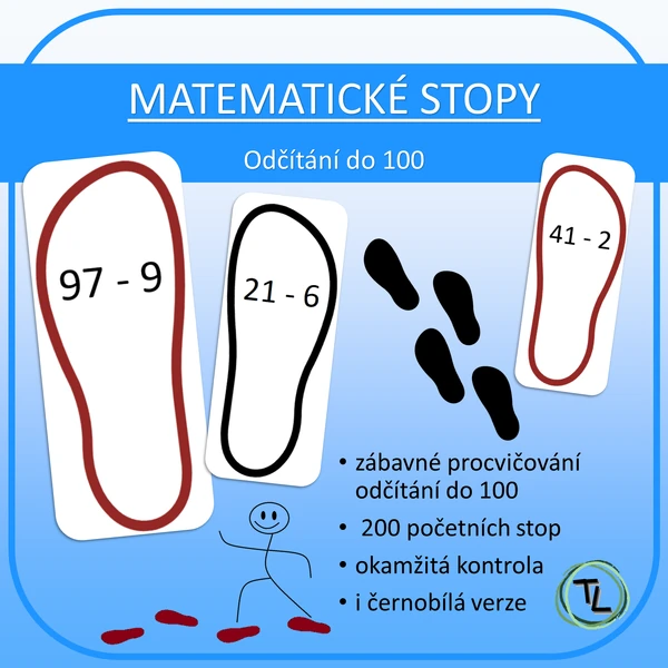 Matematické stopy - Odčítání do 100