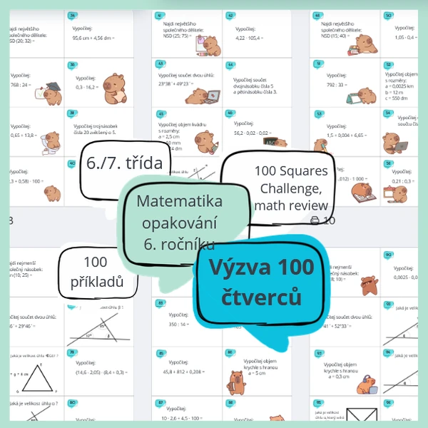 Ma - Výzva 100 čtverců - opakování učiva 6. třídy