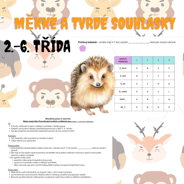 TVRDÉ A MĚKKÉ SOUHLÁSKY - PROCVIČOVÁNÍ