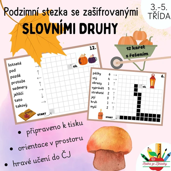 Podzimní stezka se zašifrovanými slovními druhy (odhal slovní druhy)