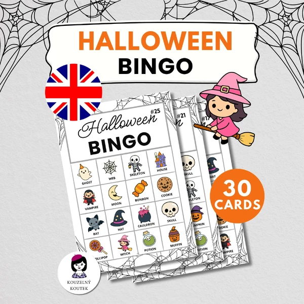 Anglické bingo | halloween | dušičky | podzim | english game | english bingo