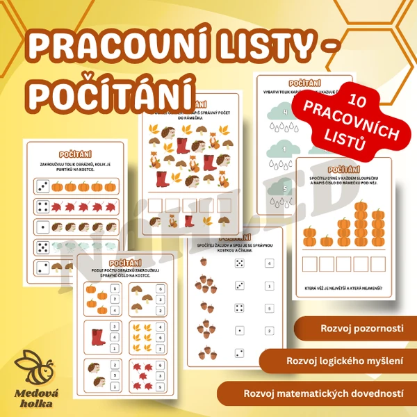 Pracovní listy Počítání - Podzim