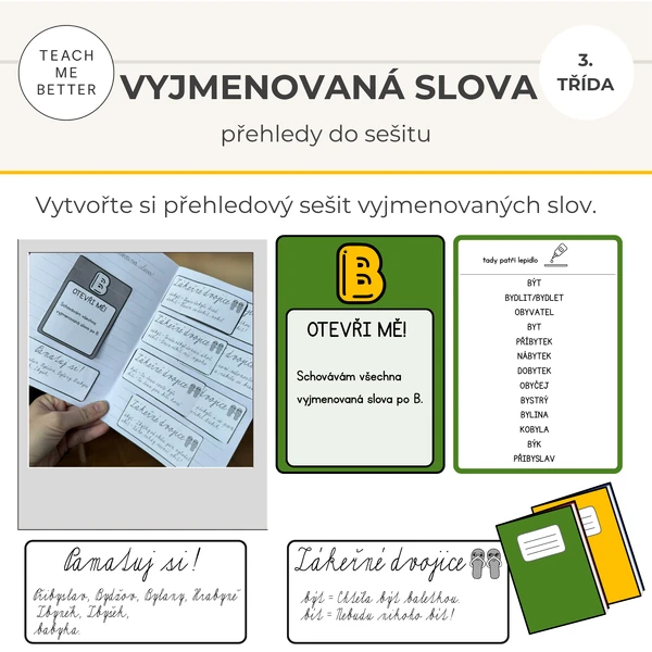 Vyjmenovaná slova - přehledy do sešitu