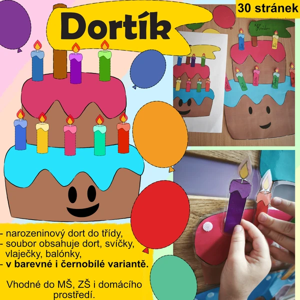 Narozeninový dort vhodný na dveře / nástěnku