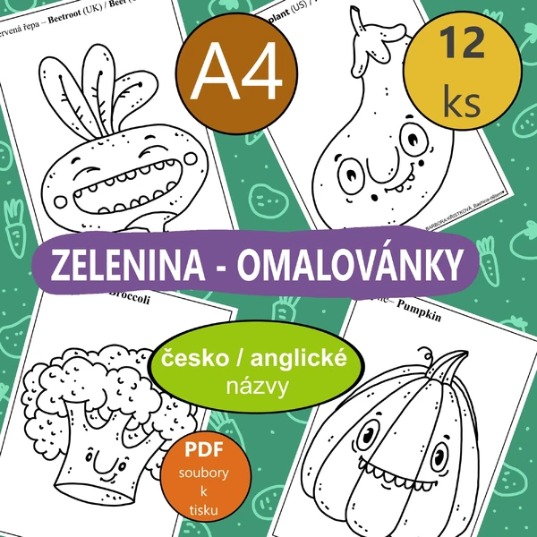 omalovánky ZELENINA- ČJ / AJ