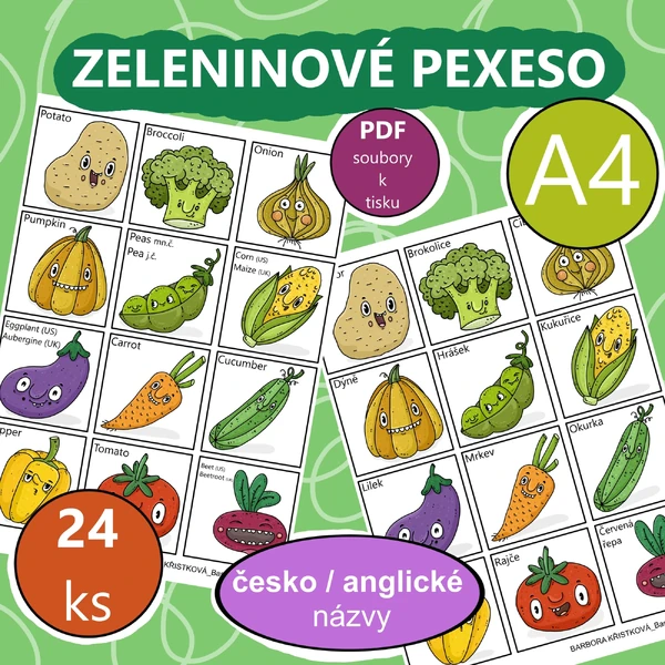  PEXESO ZELENINA - ČJ / AJ