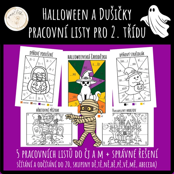 Halloween a Dušičky – pracovní listy pro 2. třídu
