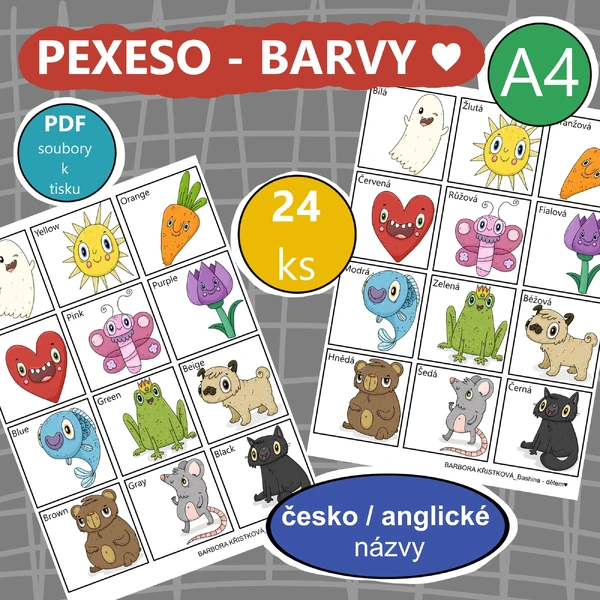 PEXESO BARVY - ČJ / AJ