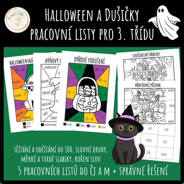 Halloween a Dušičky – pracovní listy pro 3. třídu