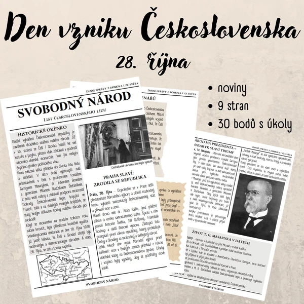 Den vzniku samostatného Československa - noviny