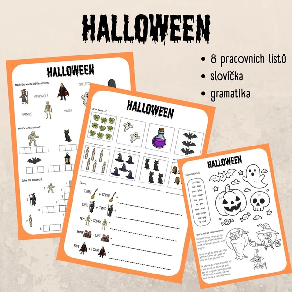 Halloween - pracovní listy pro 1. stupeň