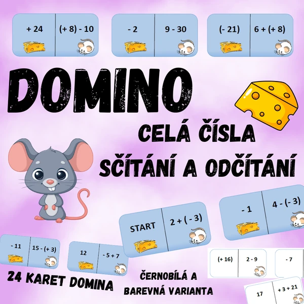 DOMINO - celá čísla (sčítání a odčítání)
