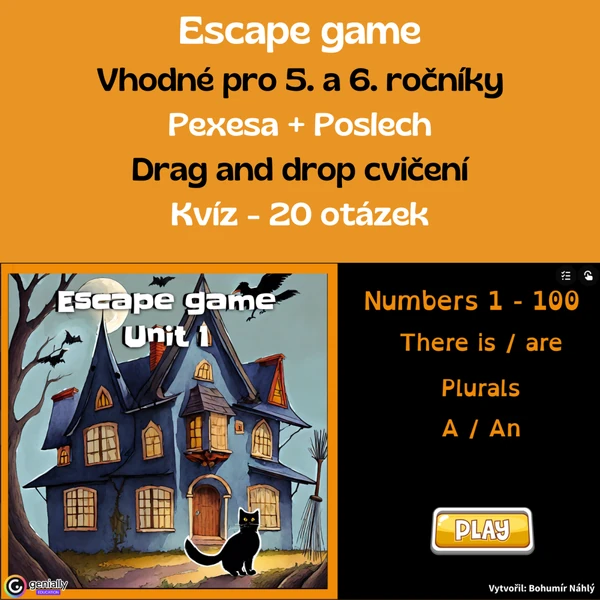 Numbers, There is/are, plurals, členy - úniková hra