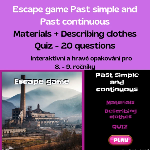 Past tenses, materials, clothes - úniková hra