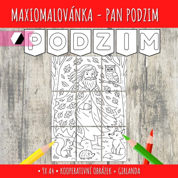 Kooperatvní maxiomalovánka - pan Podzim