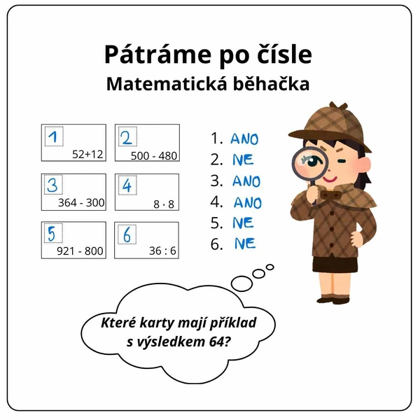 Pátráme po čísle (matematická běhačka)