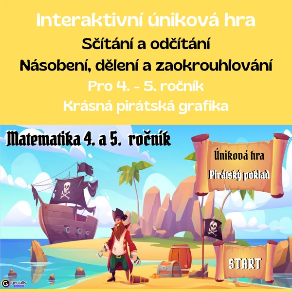 Interaktivní úniková hra - sčítání, odčítání, násobení, dělení, zaokrouhlování