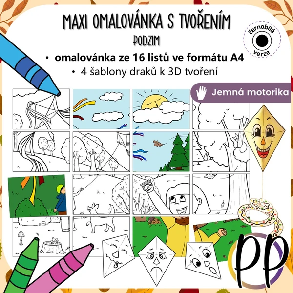 Podzim - maxi omalovánka s tvořením