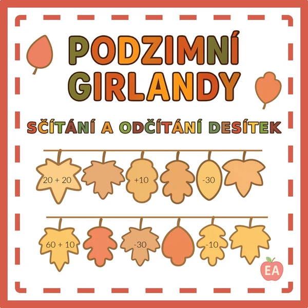 Podzimní girlandy - sčítání a odčítání desítek