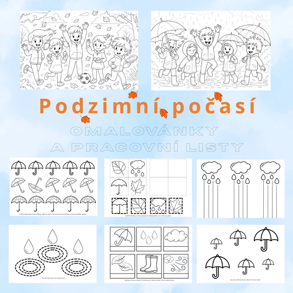 Podzimní počasí - omalovánky a pracovní listy