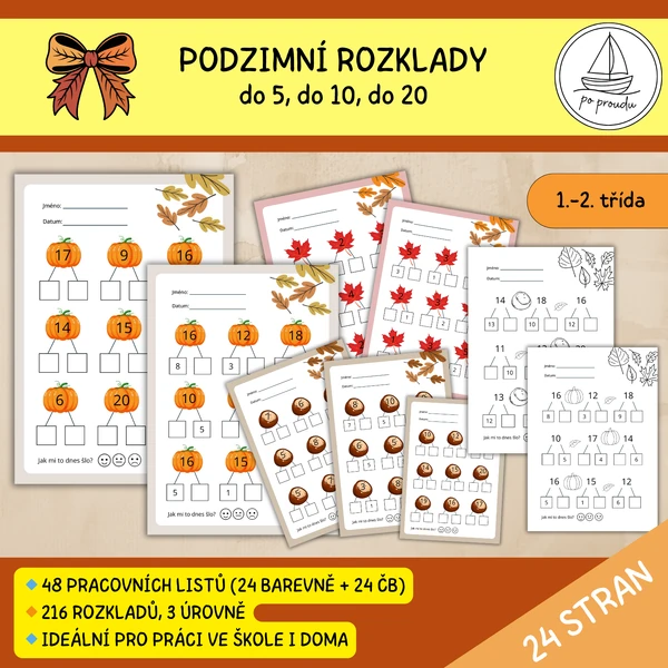 Podzimní rozklady čísel do 5, do 10, do 20
