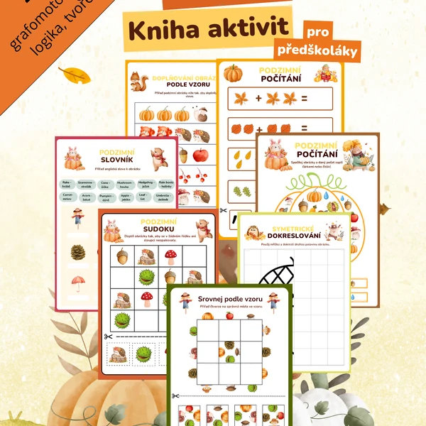Výukové pracovní listy – podzimní kniha aktivit pro předškoláky