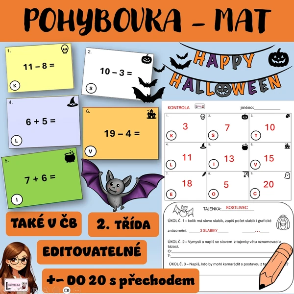 HALLOWEEN - POHYBOVÁ HRA DO MATEMATIKY 2. TŘÍDA