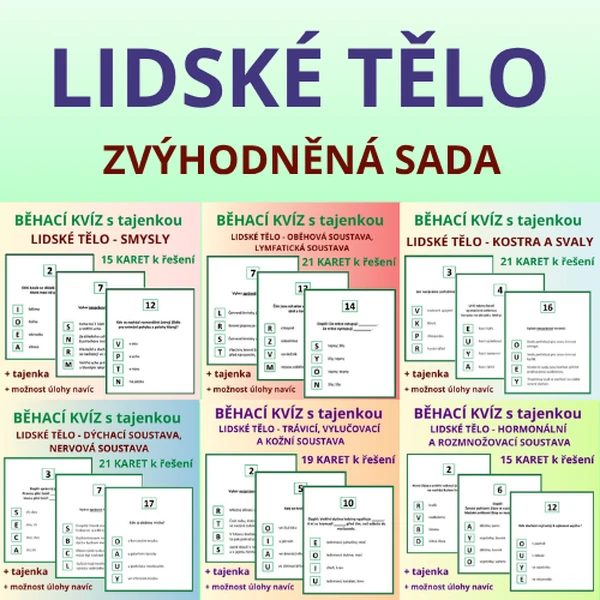 LIDSKÉ TĚLO - běhací kvízy - zvýhodněná sada