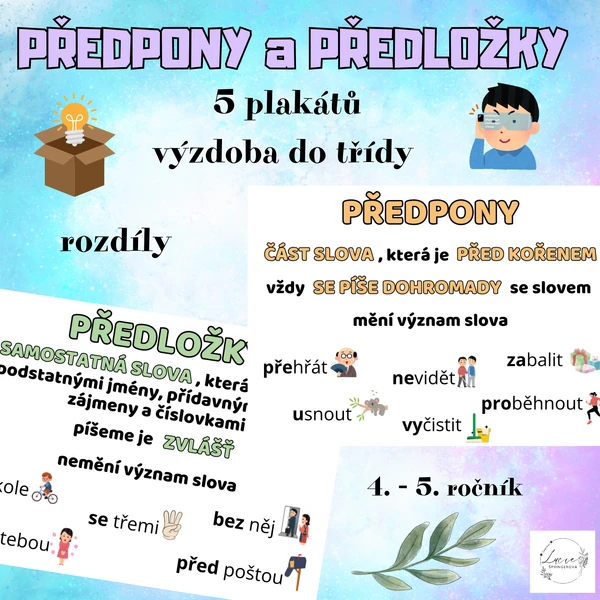 PŘEDPONY a PŘEDLOŽKY - plakáty