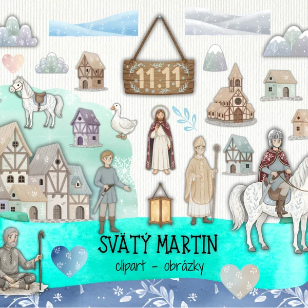 Svatý Martin, obrázky clipart | Akvarelové ilustrace – legenda o sv. Martinovi Zdroje