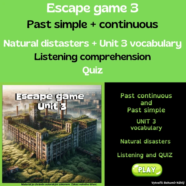 Past tenses, Natural disasters, listening - úniková hra