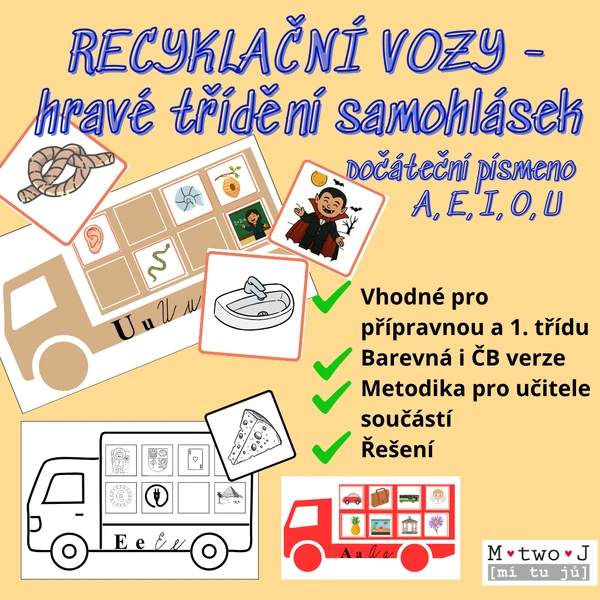 Recyklační vozy - samohlásky (počáteční písmeno)