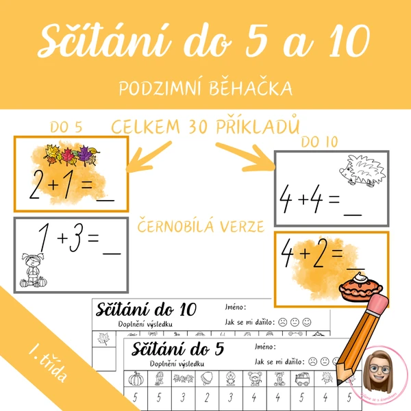 Podzimní běhačka - sčítání do 5 a 10