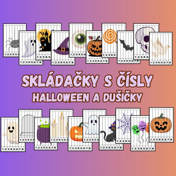 Halloween a dušičky - skládačky s čísly