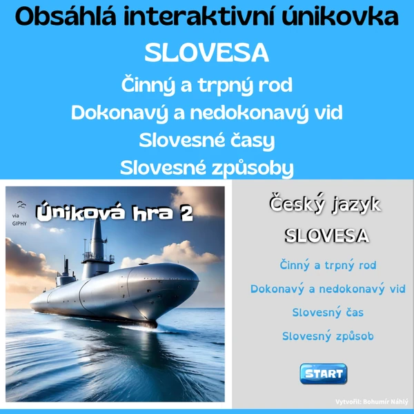 Slovesa - obsáhlá interaktivní úniková hra