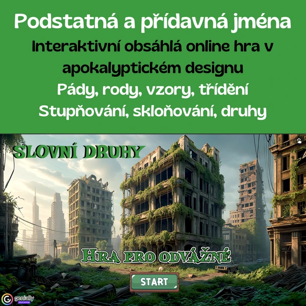 Slovní druhy - online hra na podstatná a přídavná jména